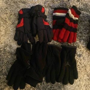 Set of 4 gloves. (Two waterproof) face cover and scarf